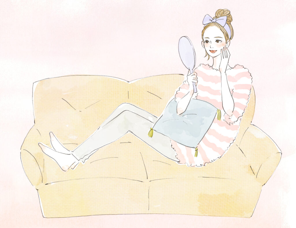 ソファに座る女性